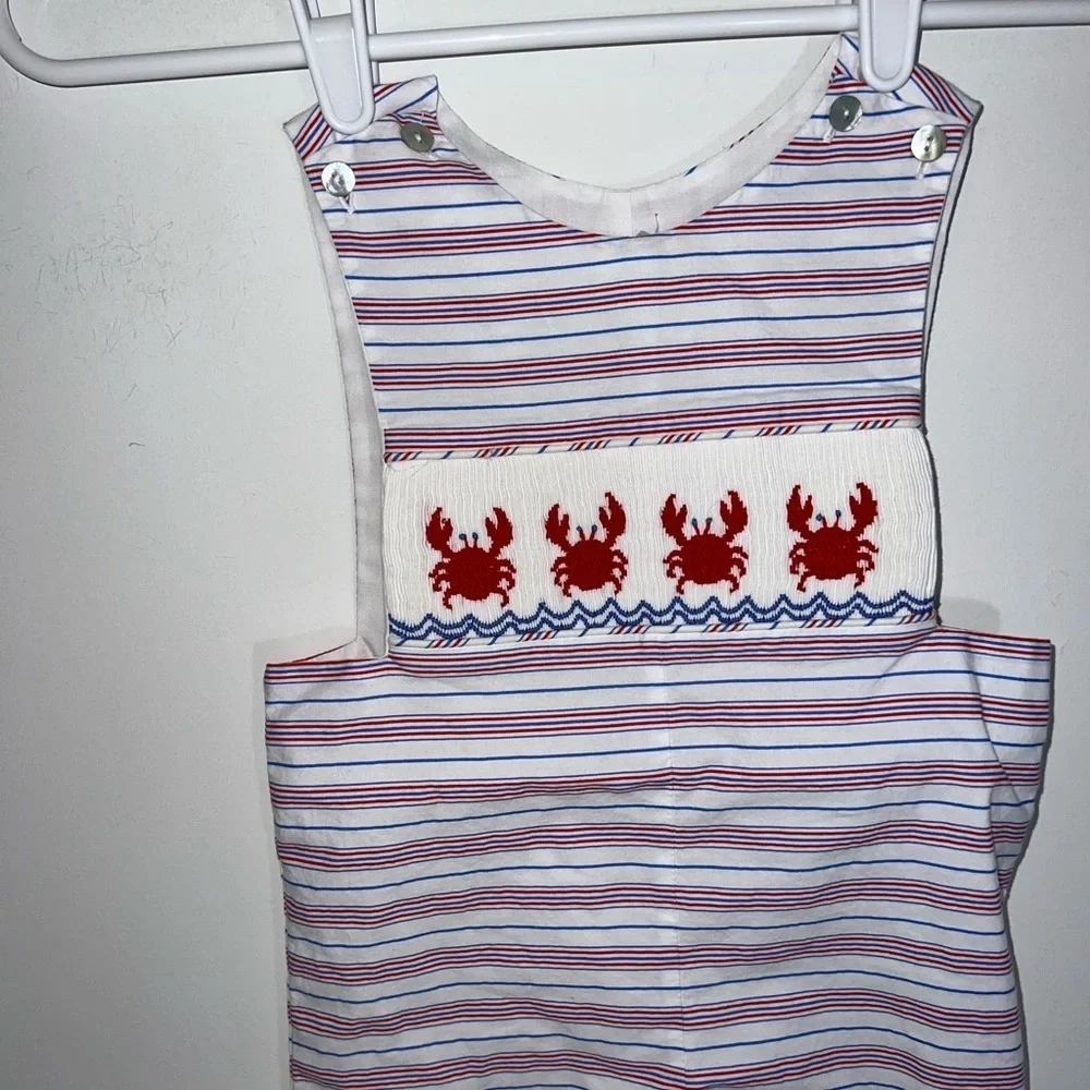 smocked crab 12 months romper overalls
